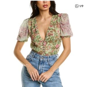 Hemant & Nandita Green Metallic Stripe Bodysuit